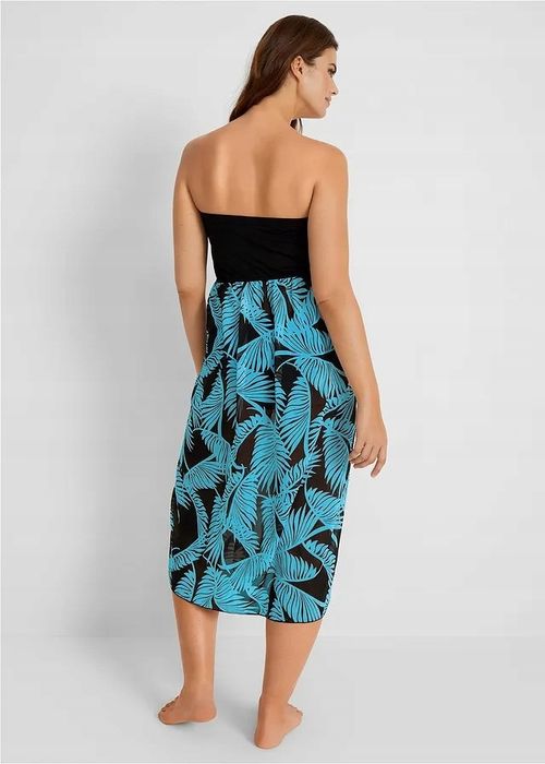 B.P.C sukienka szyfonowa plażowa bandeau czarno-niebieska ^38