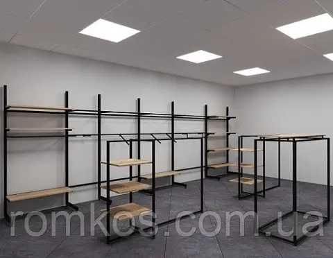 Настінне/пристінне торгове обладнання з металу  для магазинів одягу.