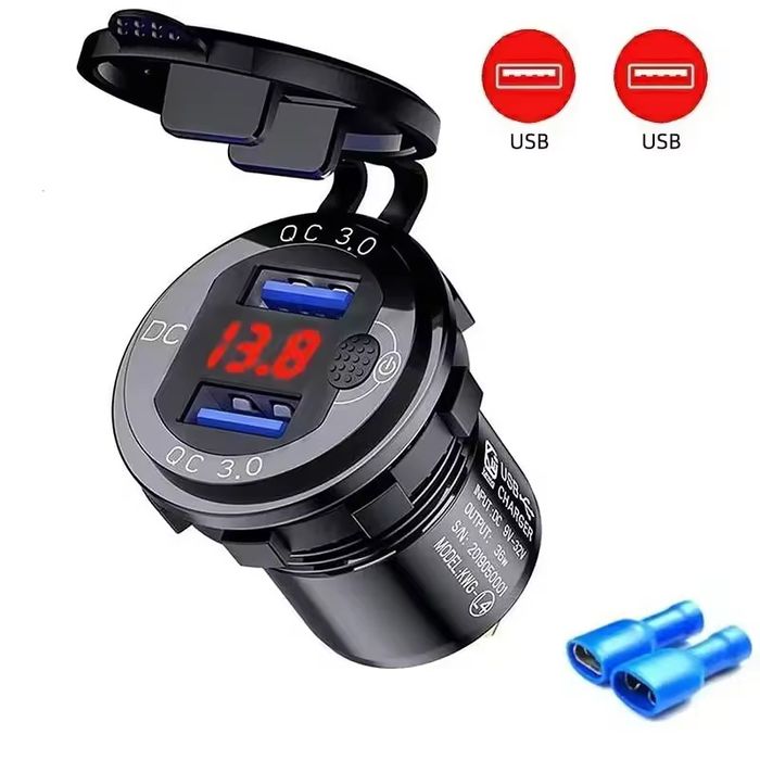 KWG-L4S Автомобільна швидка зарядка USB-A QC 3.0 з вольтметром