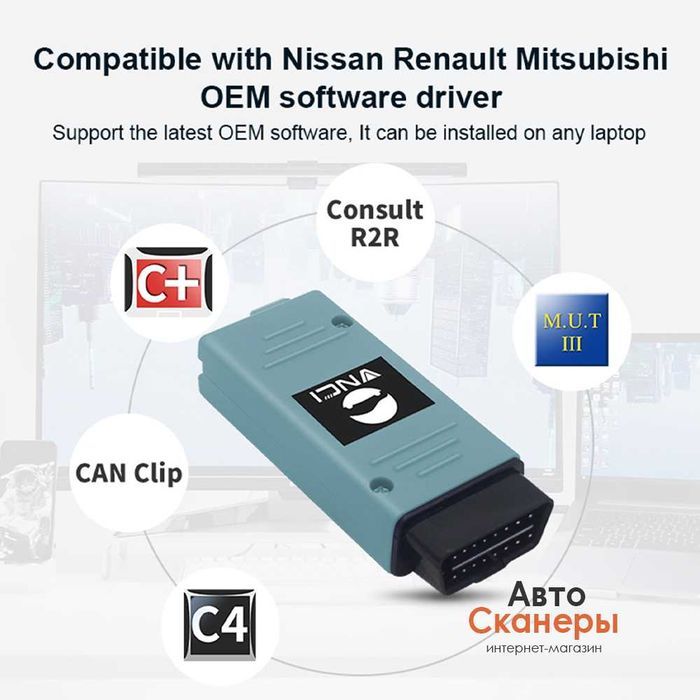 Адаптер VNCI RNM Nissan/Renault/Mitsubishi 3 в 1