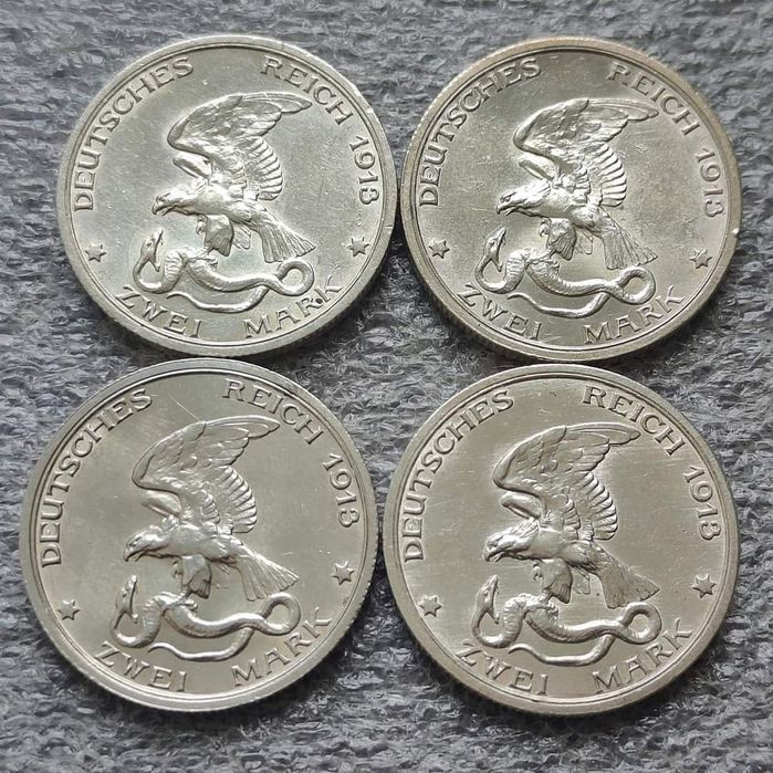 Срібні колекційні монети 2 марки 1913 р. Одним лотом.