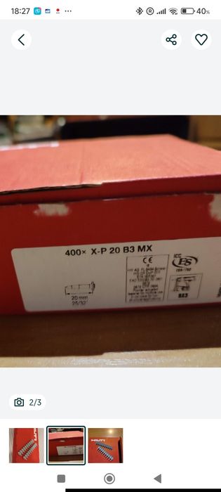 Hilti bx3 gwoździe 2 szt x- p20
