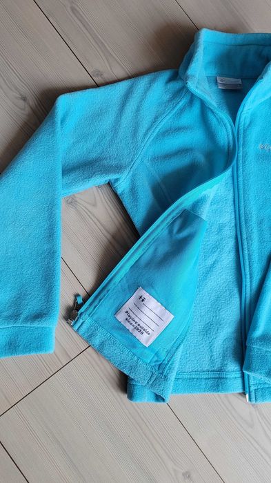 Bluza polar dziewczęcy Columbia błękitna ciepła, stan idealny, krk