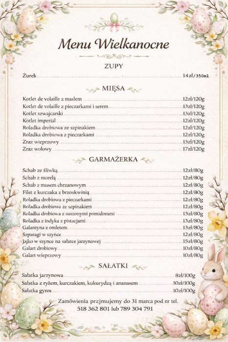 Menu wielkanocne- Catering