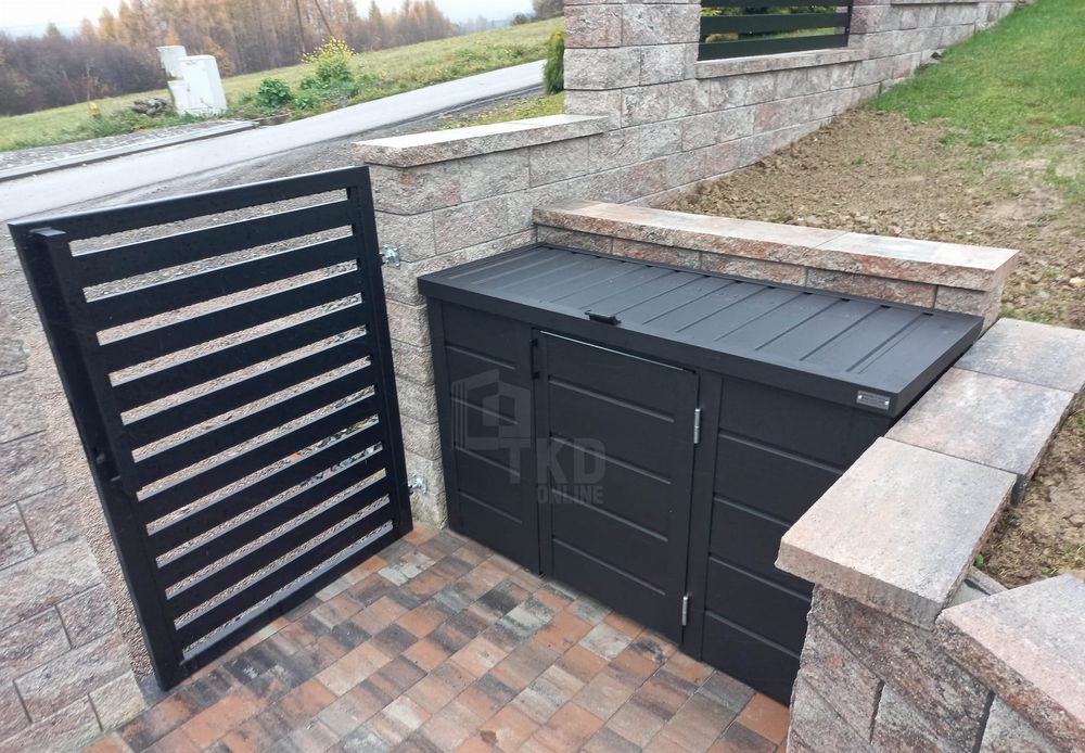 Zabudowa Koszy Na Śmieci Wiata Obudowa 177X65X110 Cm 3X120L Tkd331