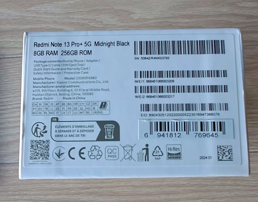 Smartphone XIAOMI Redmi Note 13 PRO+ 5G (6.6'' - 8 GB - 256 GB - Preto