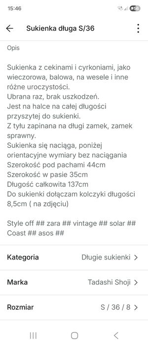 Sukienka balowa wieczorowa 36/S