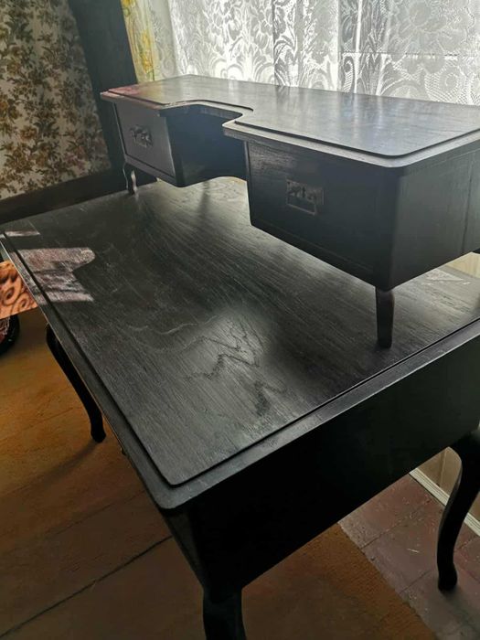 Antyczne biurko z nadstawką - jesionowe