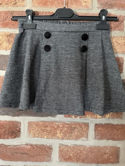 Reserved Spódniczka dziewczęca r. 116 czarna biała popiel