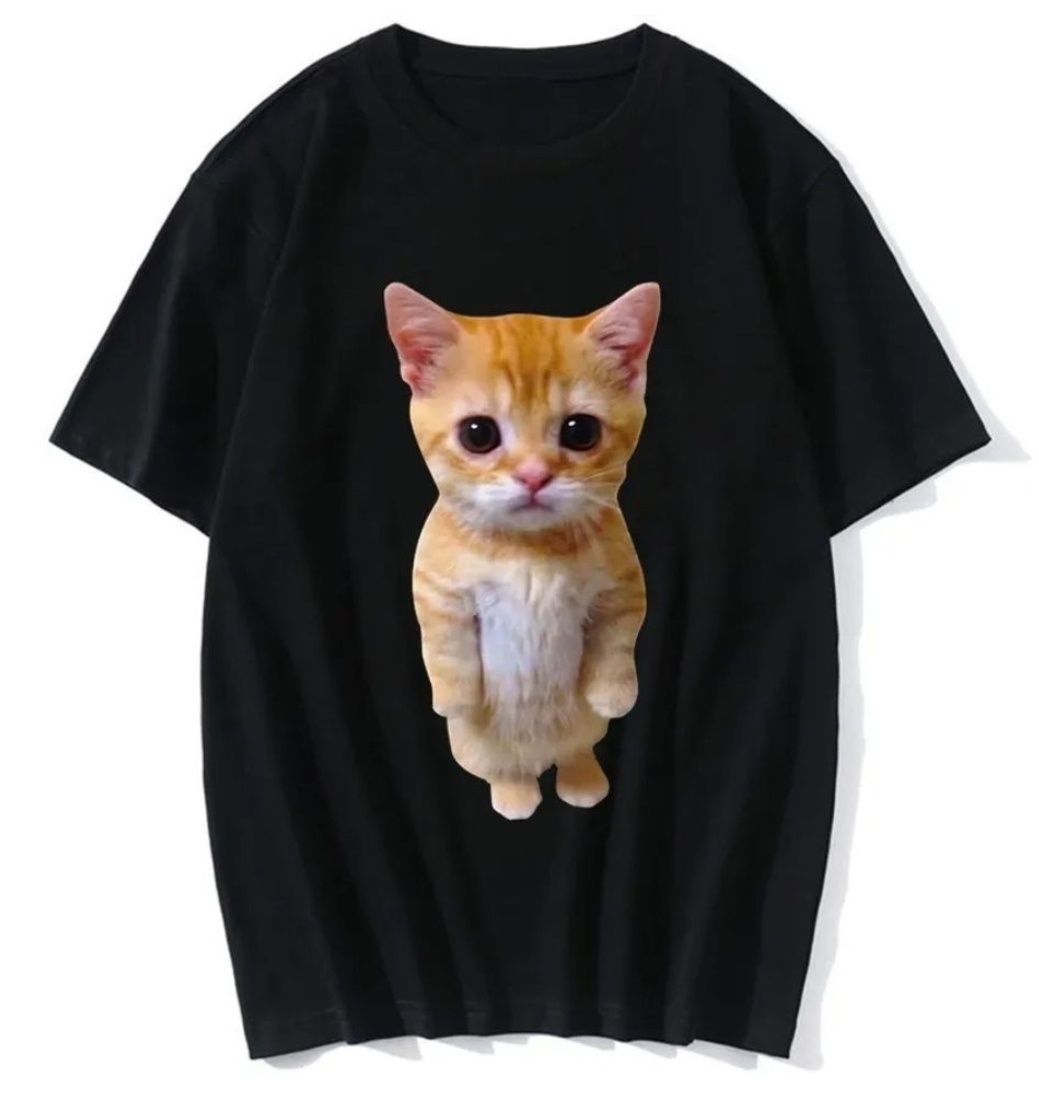 Футболка із принтом кота . Мемний кот El gato . Чорна футболка: 350 грн ...