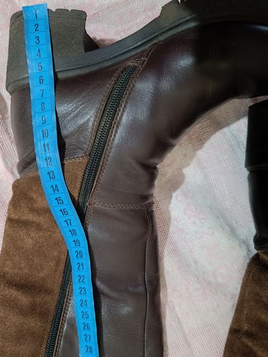 Чоботи шкіряні високі, чоботи демі, чоботи шоколадний колір, 37