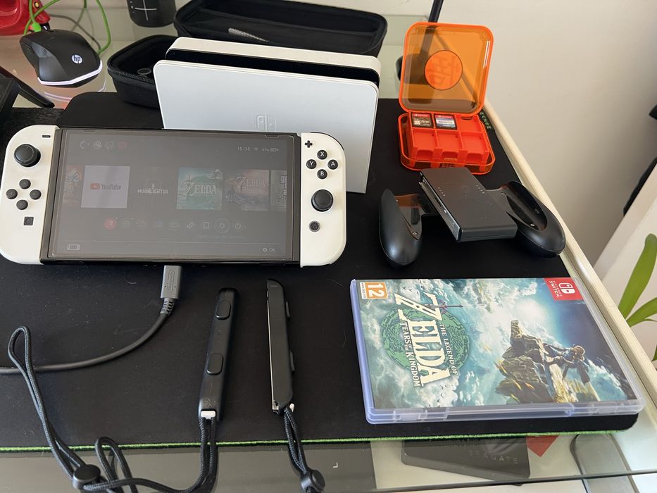 Switch OLED com extras + Wii Sports