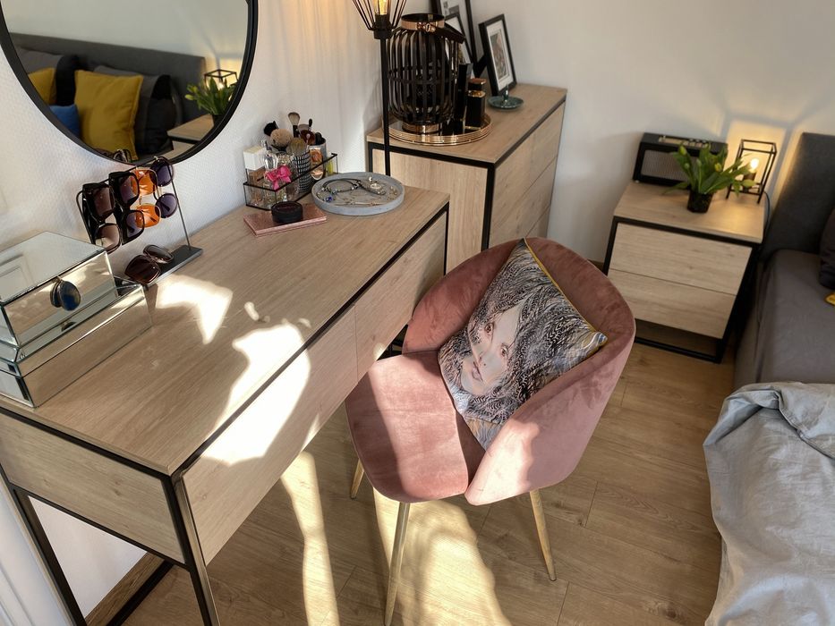 Komplet mebli loft / industrial | stal + dąb królewski| sypialnia