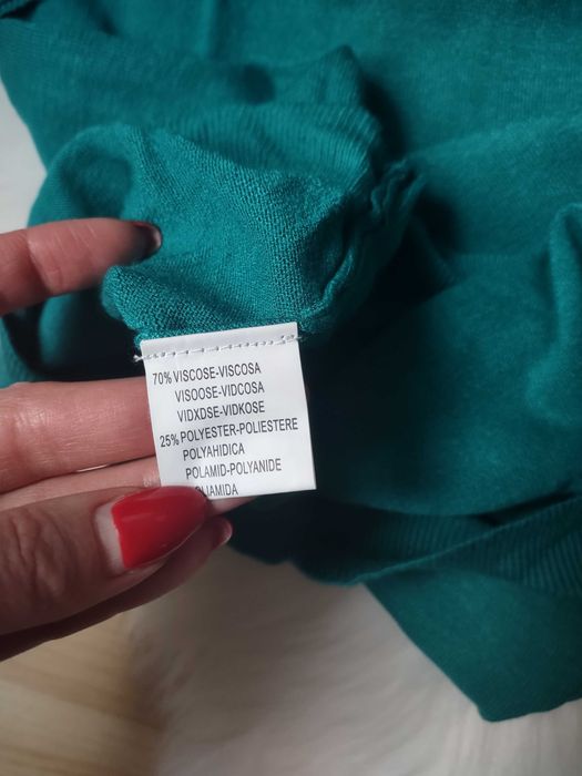Zielona zdobiona sukienka z koronką i kaszmirem roz. M/L