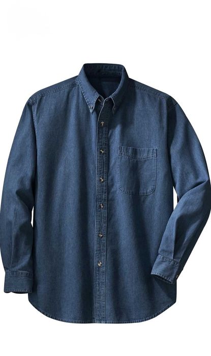 Рубашка Pull&Bear dark blue cotton denim
