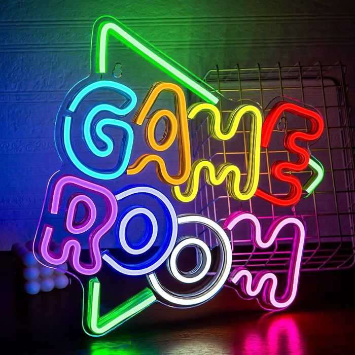 Letreiro Luminoso Decorativo para Gaming com Iluminação LED Néon em Base de Acrílico - Carregado por USB - Diferentes Frases e Temas