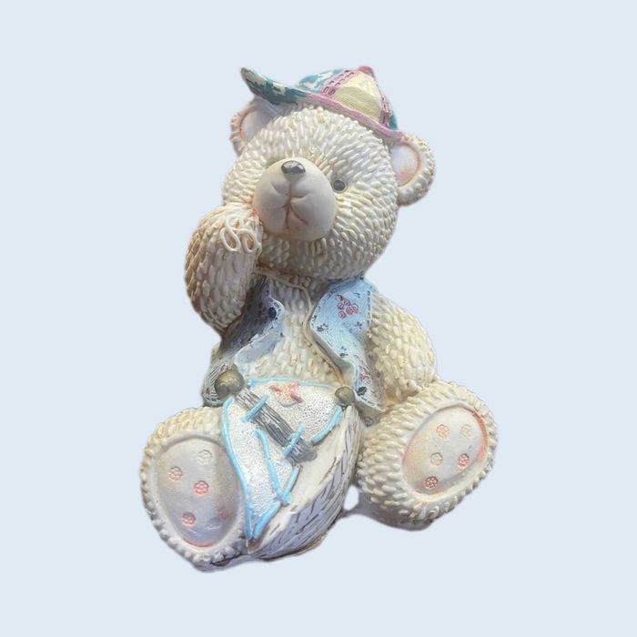 Painted Resin Bear Figurine for Children, 15 cm in Height