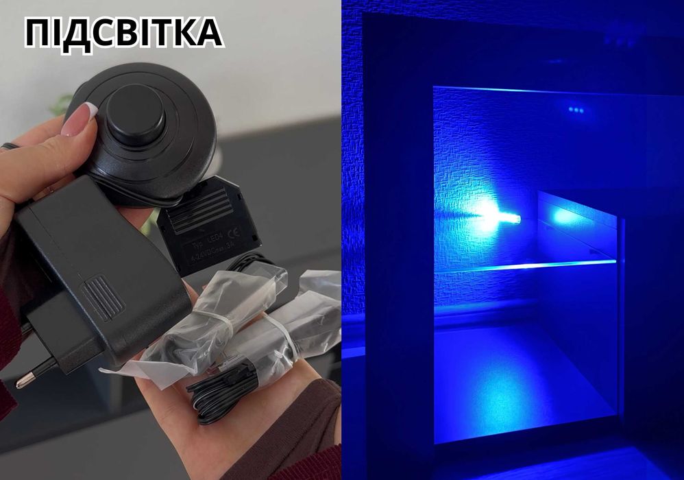 НОВЕ ЗА ЦІНОЮ БУ‼️Широка біла тумба під телевізор з синьою підсвіткою