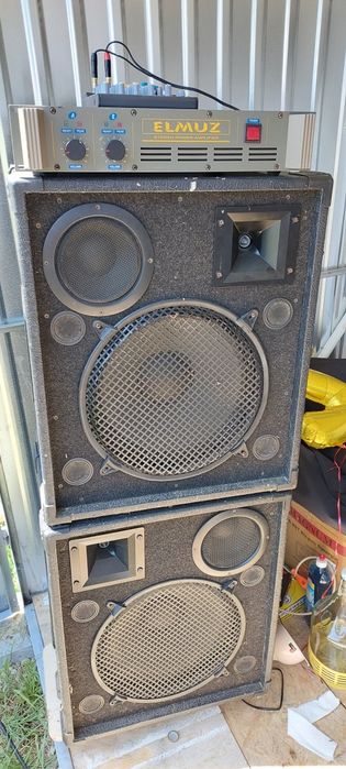 Kolumny pasywne, wzmacniacz, mikser, kable - gotowy zestaw