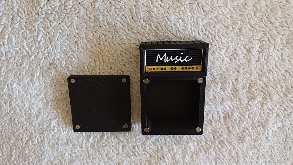Conjunto 2 Porta Palhetas (10 Palhetas Cada) Amplificador Cabeço Coluna (Preto e Laranja)