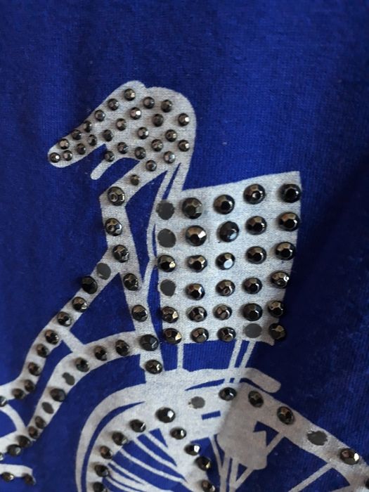 Niebieski komplet koszulka i podkoszulek z rowerem rozmiar S