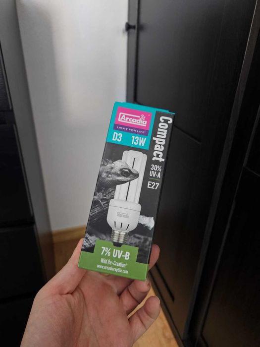 Lâmpada UVB/UVA Arcadia D3 13W para répteis – como nova