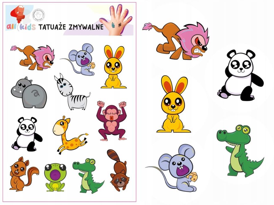Tatuaże Zmywalne Dla Dzieci Wesołe Zwierzątka Panda