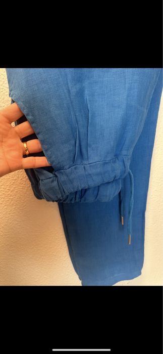 Fato azul 100% linho