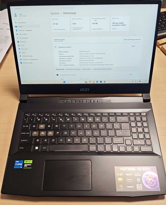 Laptop gamingowy MSI Katana  15 B12V i5-450H/16GB/512GB/RTX 4060/W11