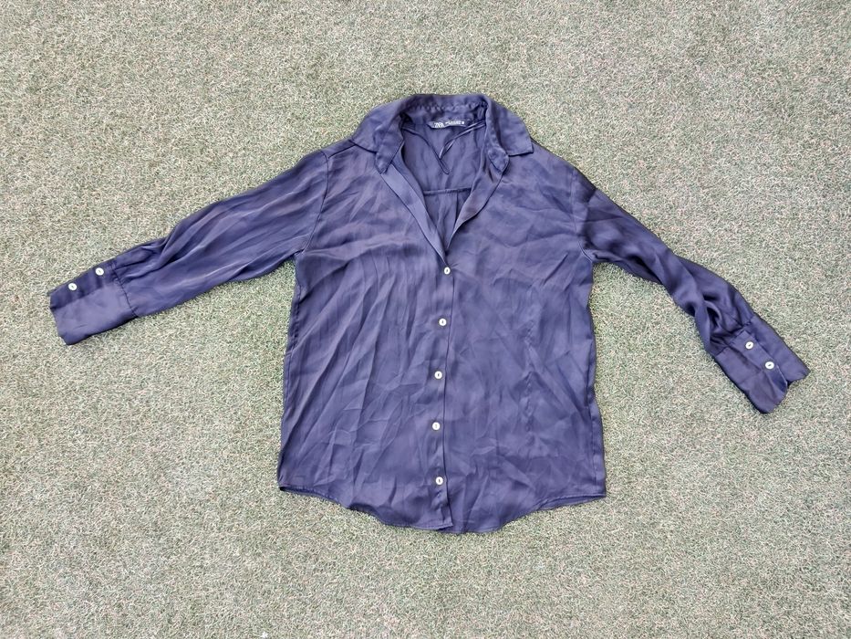 Camisa Transparente Zara Preta XS Senhora | Zara Black Sheer Blouse XS Women