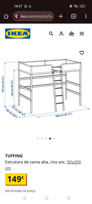 Cama alta IKEA metal