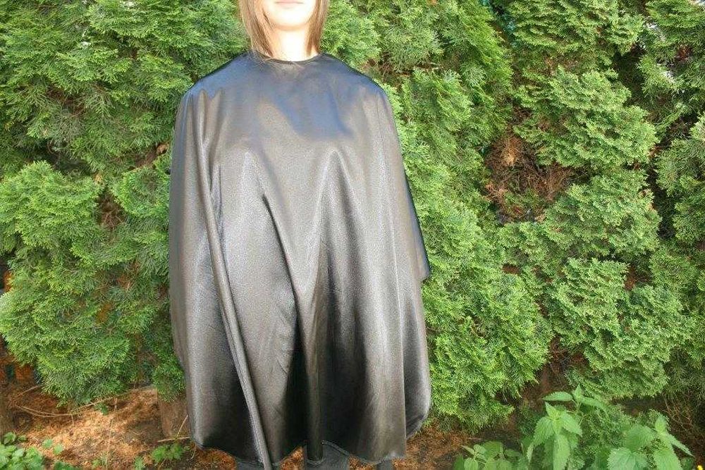 peleryna fryzjerska ATŁAS Duża i długa czarna poliester śliska