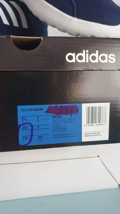Buty nowe sportowe Adidas CF Lite Racer rozmiar 43 1/3 wkładka 27.5 cm
