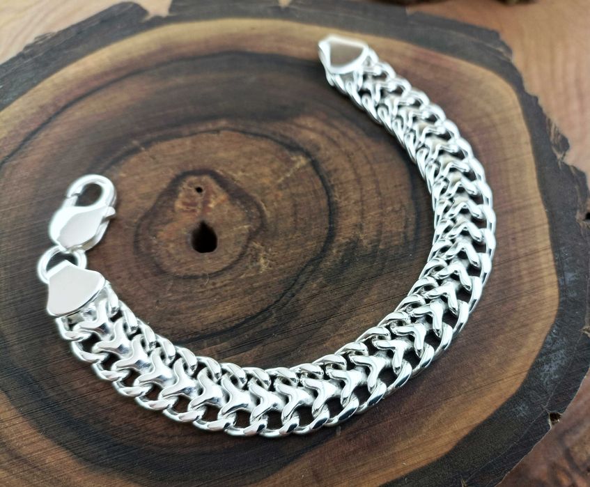 Срібний браслет Подвійна панцирна, Трактор Серебряный браслет Панцирь