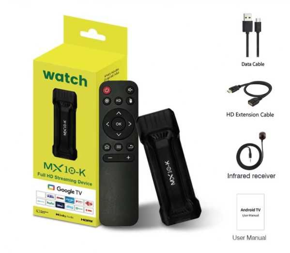 Android TV Box Stick  - SMART TV - 1GB/8GB - pilot, przewód HDMI