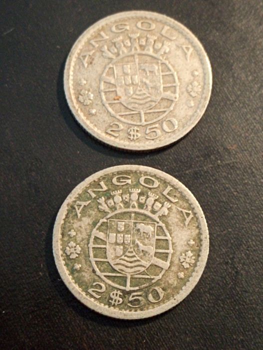 moeda de 2,5 escudos  - Angola 1953 - Cupro Niquel