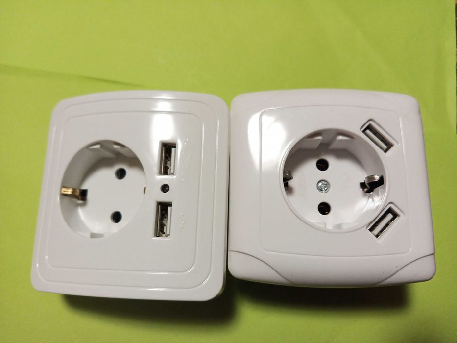 Розетка с заземляющими контактами и с2 выходами usb