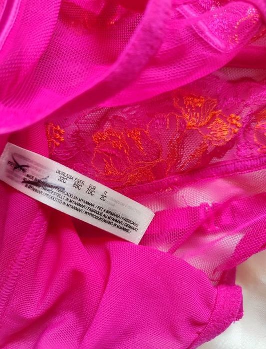 Корсетний корсет  бюстгальтер з підтяжками 70C, рожевий з мереживом