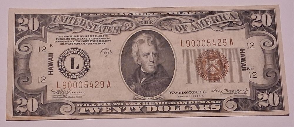 20 dolarów 1934r.A Hawaii.