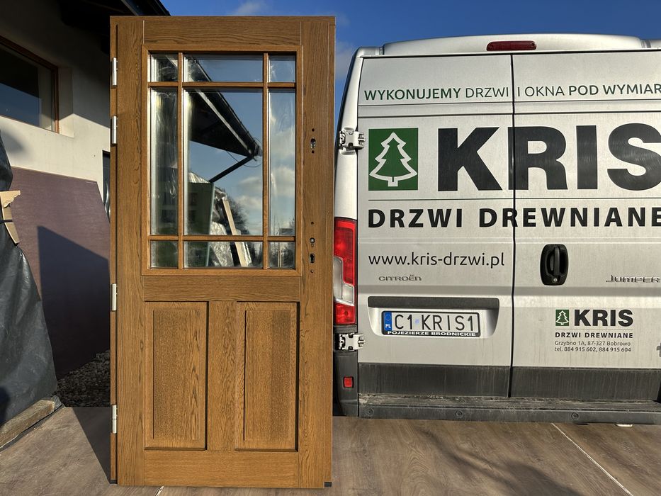 Drzwi zewnętrzne drewniane debowe na każdy wymiar Czyste Powietrze