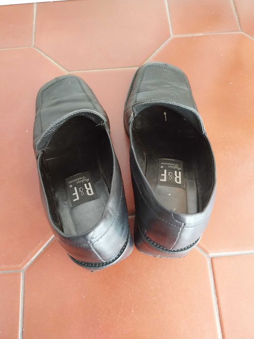 Sapatos de salto, clássicos, pretos, sola de couro, 35