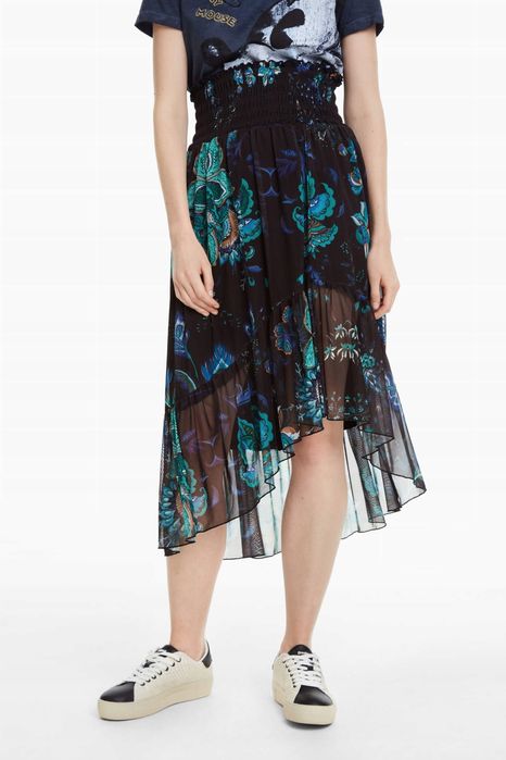 Spódnica zwiewna letnia boho kwiaty DESIGUAL L 40