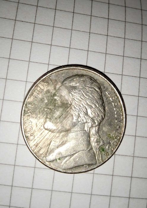 Liberty 5 cents перевёртыш 1998 г(D)