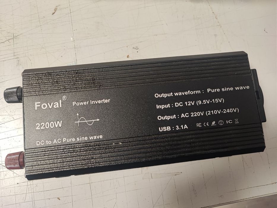 Inversor de Corrente Foval 2200W (12V → 220V) – Onda Pura