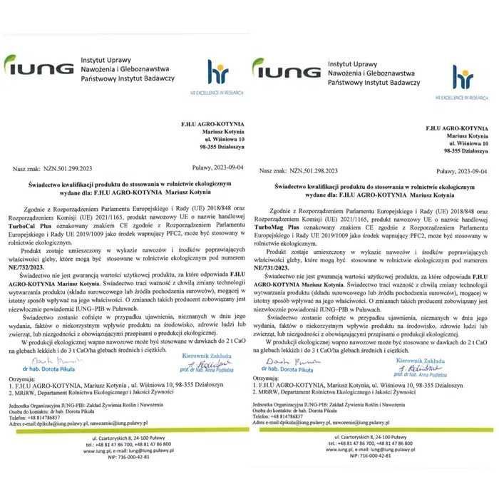 Wapno Granulowane TurboCal plus, Magnezowe TurboMag  i Czarna Kreda siarczan wapnia