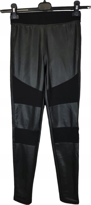 Urban classic ocieplane legginsy skóra połysk xs