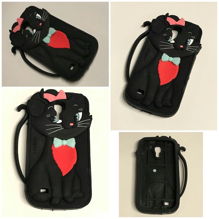 Gumowe Etui 3D Case Kotek Czarny Samsungi 13x6,8cm Obudowa Do Telefonu