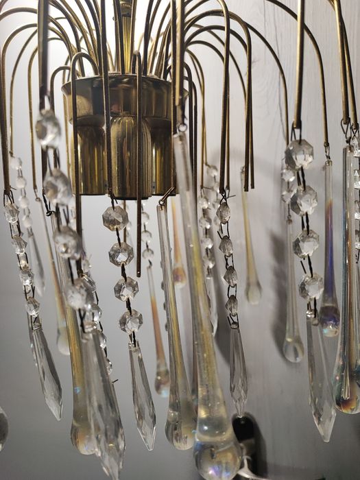 Lampa żyrandol Murano krople kryształowe  Prl