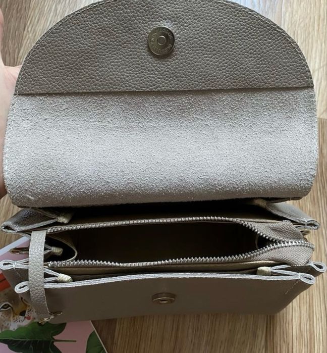 Сумочка з натуральної шкіри, нова, колір моко