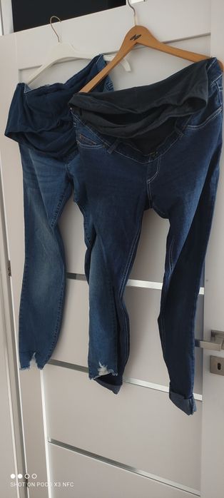 Zestaw ciążowy XL  jeansy spodenki getry sukienka